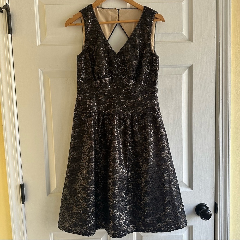 Frank Lyman Y2K Black Sequins Open Back‎ Cocktail Dress NWT Size 6